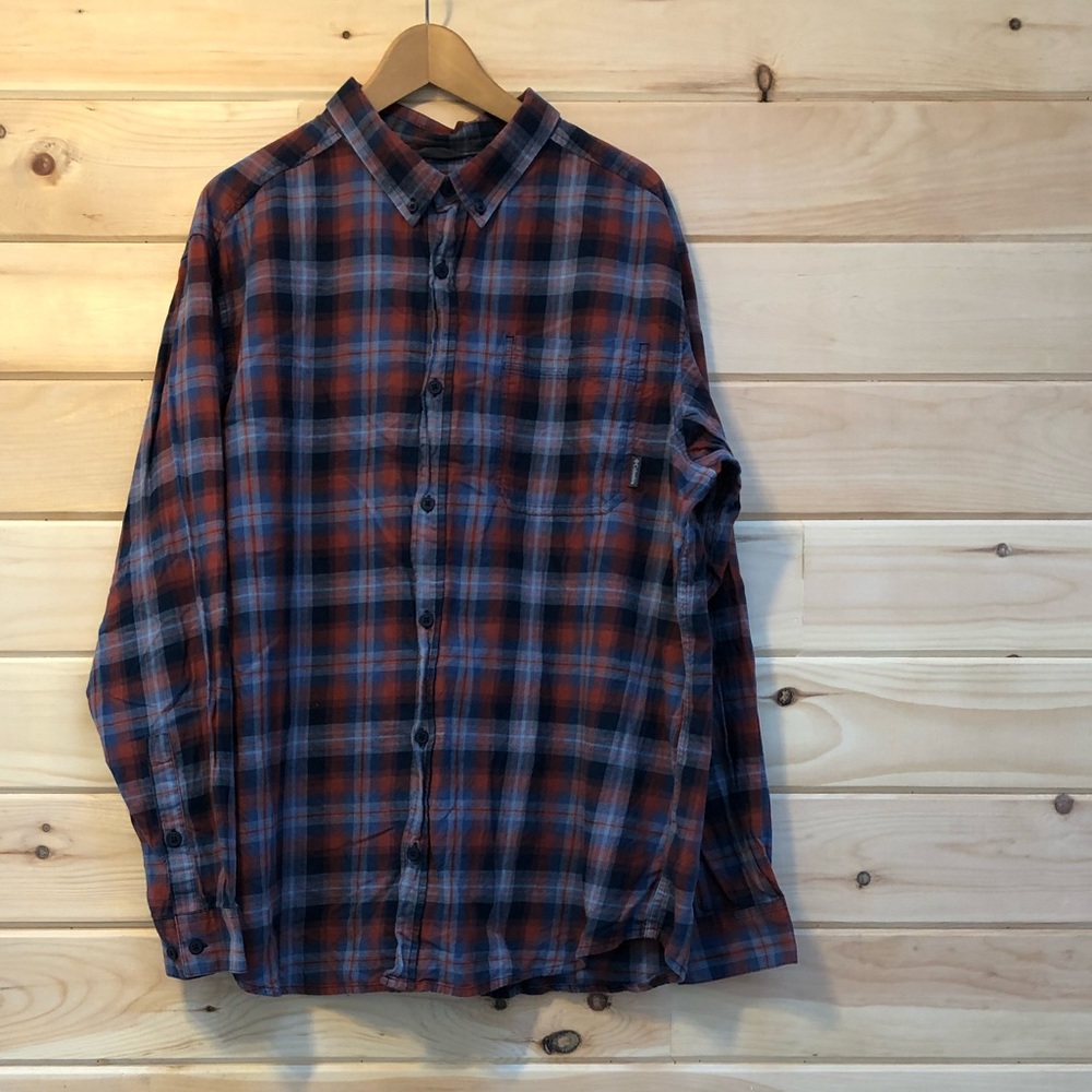 Columbia Men’s XL Plaid Button-Down 100% Cotton Outdoor Hiking Casual Flannel